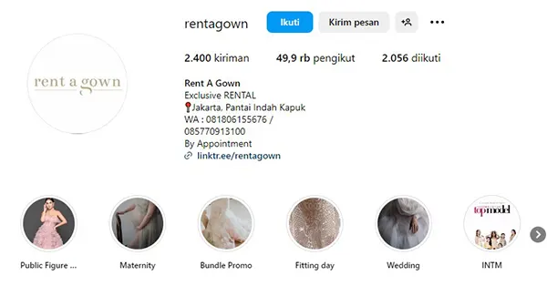 Rent A Gown Pantai Indah Kapuk