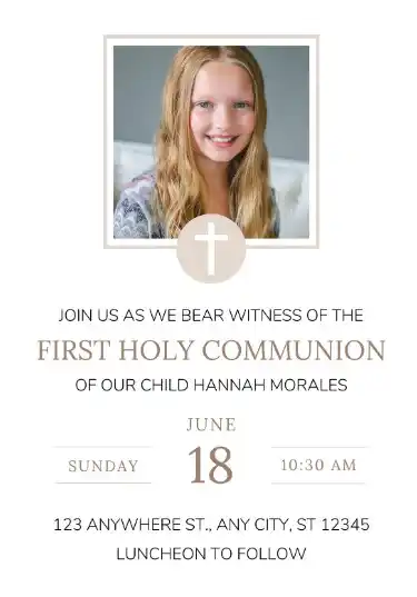 undangan komuni pertama anak kecil katolik